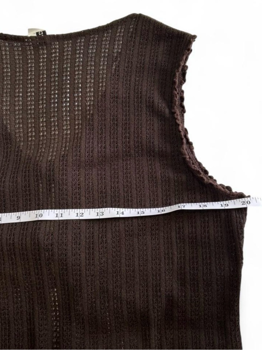 y2k Knit Boho Tie Front V-neck Sleeveless Mesh Dark Brown Woman's Size XL - Picture 8 of 8